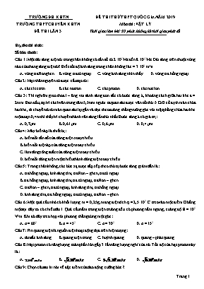Đề thi thử THPT Quốc gia môn Vật lý năm 2019 lần 3 - Trường THPT chuyên Khoa học Tự nhiên